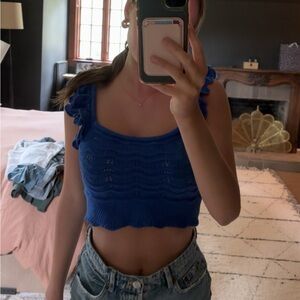 H & M Blue Frilly Top